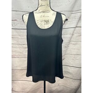 Express Black Scoop Neck Tank Top Sleeveless Woven Blouse Large RN65285